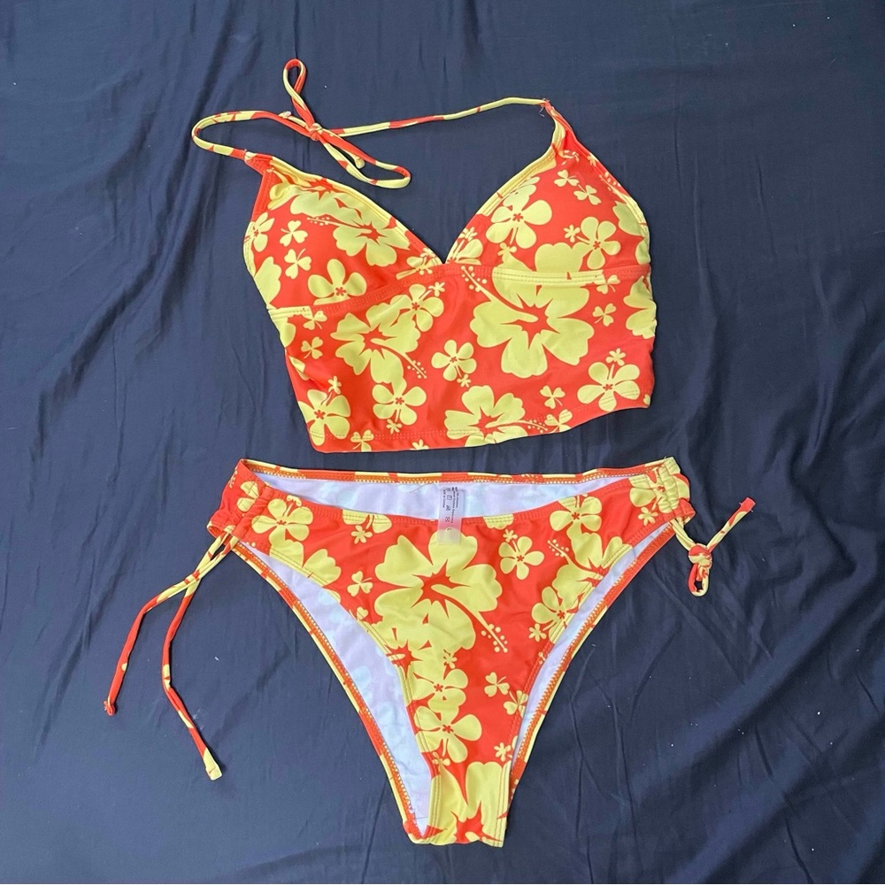 Floral Orange and Yellow Bikini Set
